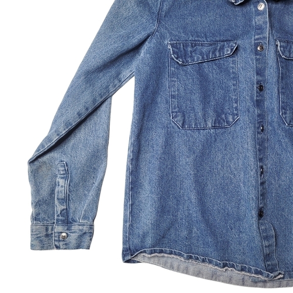 F21 Denim Button Up Shirt Medium - Picture 3 of 7